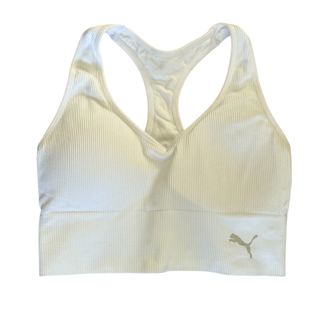Puma White Ribbed Sports Bra Size Small